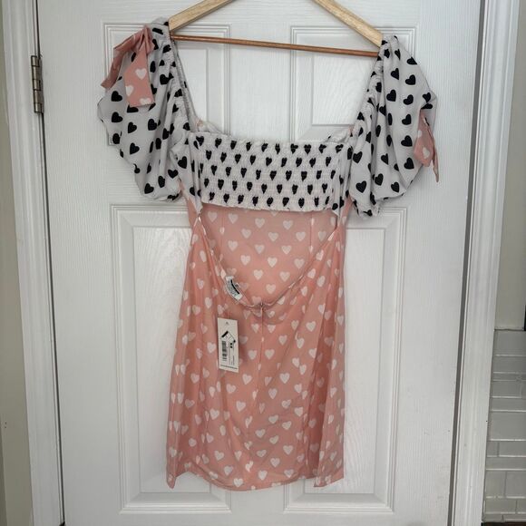 Missy‎ Empire Pink And White Heart Print Size 10 - Picture 3 of 9